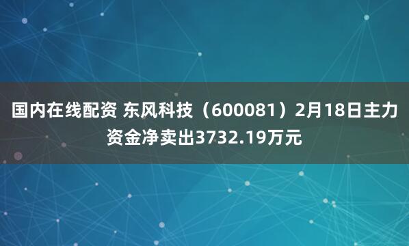 国内在线配资 东风科技（600081）2月18日主力资金净卖出3732.19万元