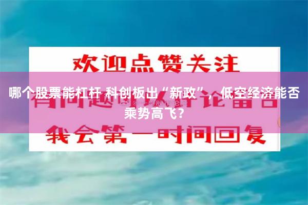 哪个股票能杠杆 科创板出“新政”，低空经济能否乘势高飞？