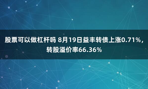 股票可以做杠杆吗 8月19日益丰转债上涨0.71%，转股溢价率66.36%