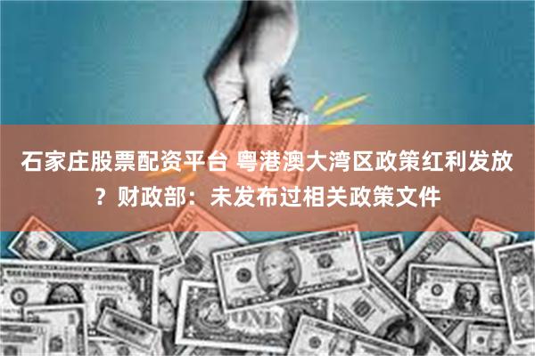 石家庄股票配资平台 粤港澳大湾区政策红利发放?财政部:未发布过相关政策文件