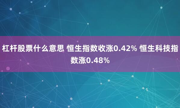 杠杆股票什么意思 恒生指数收涨0.42% 恒生科技指数涨0.48%